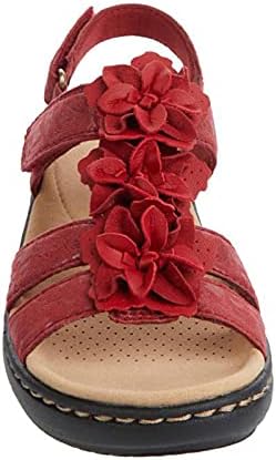 סנדלי קיץ לנשים נוחות בוהמיה רכה פרח חלול פרח פתוח עם קרסול נעליים מזדמנים
