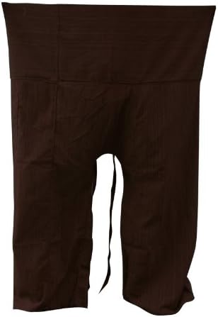 מכנסי דייגים תאילנדים מכנסיים יוגה מכנסי יוגה גודל חינם בתוספת כותנה פס חום כהה
