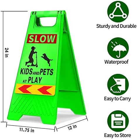 קורפויין זהירות ילדים במשחק שלט בטיחות 3 חבילות 24 אינץ 'גובה מסגרת עם קלטות רפלקטיביות מאטים