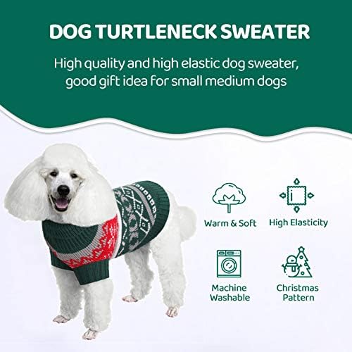 סוודר כלבים של קווין צווארון קווין, סוודר חג המולד של כלב חם, בגדי כלבים סרוגים לכלבים קטנים ובינוניים