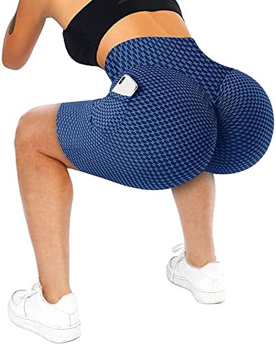 מכנסי אימון בעלי מרקם מותניים גבוהים בשלמות לנשים עם כיס טלפון, חותלות קתות יוגה מכנסיים קצרים מפעילים