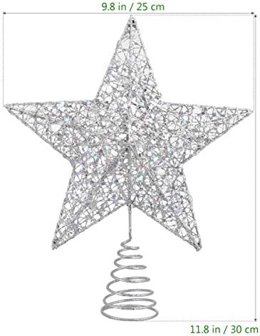 jojofuny עץ חג המולד טופר מתכת מתכת נצנצת כוכב אור קלאו טופר כוכב חוט לפסטיבל המסיבה הראשית של ראש השנה סילבר