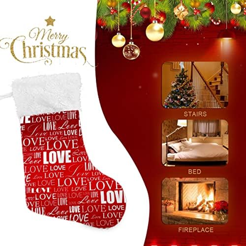 גרבי חג המולד מילה דפוס אהבה אדום קטיפה אדומה קטיפה חפת קטיפה משפחתית בהתאמה אישית קישוט גדול של