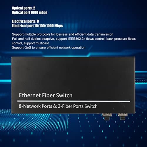 AQUR2020 מתג מדיה סיבי Ethernet, מתג סיבי Ethernet 2 יציאות אופטיות 100-240V עד 120 קמ מתכת לרשת