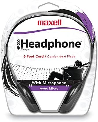 אוזניות Maxell HP200M w/in-line mic 6 מסתובב כבל לשכב שטוח
