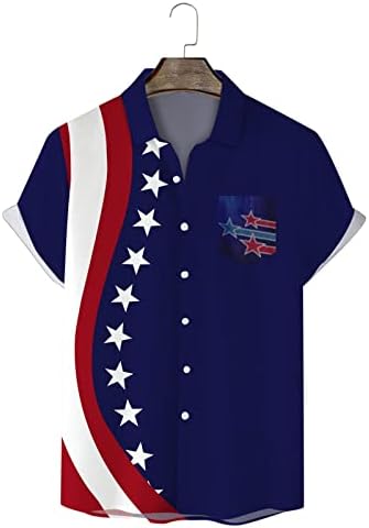 2023 דגל יום עצמאות של גברים חדשים דגל תלת מימד הדפסת דיגיטלית בהתאמה אישית כפתור דש אופנה חולצת חולצת חולצה