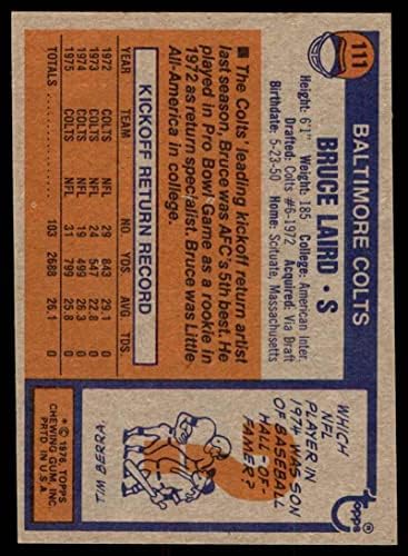 1976 Topps 111 Bruce Laird Baltimore Colts NM Colts American