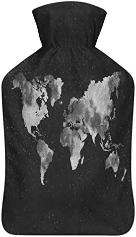 רטרו שחור לבן-מפת עולם-מפות מים חמים בקבוקי גומי שקית מים חמים עם כיסוי חמוד לתקופת הקלה בכאב התכווצויות