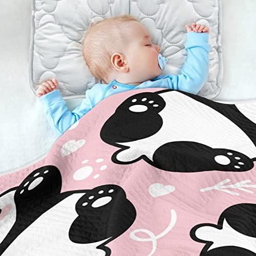 קיגאי חמוד מצויר פנדה שמיכה לתינוק רכה רכה משקל קל משקל נשימה שמיכת עריסה לבנים ובנות 30 x 40 אינץ '