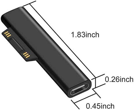 משטח AREME התחבר למתאם מגנטי USB-C, מחבר טעינה מסוג C עובד עם 15V/3A 45W תואם עבור Surface Pro 6/5/4/3