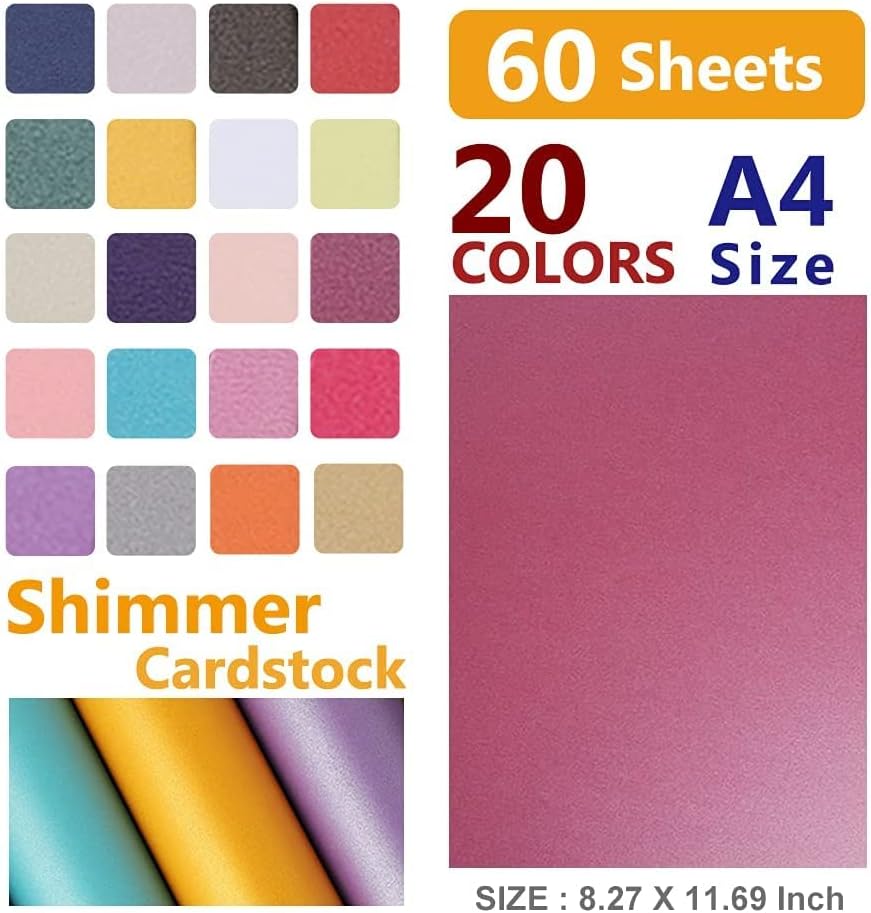 אגרוף חור מלאכה של UCEC עם נייר קרטון מנצנץ, 6 יח 'אגרוף נייר 1 אינץ', 60 גיליונות 20 צבעים