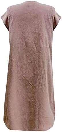 שמלות קיץ של נשים 2023 מזדמן רופף קיפול רופף שרוול קצר שמלת מידי כותנה תערובת רטרו שמלה ישרה