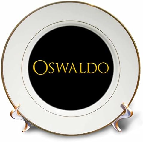 3DROSE OSWALDO שם תינוק פופולרי בארהב. צהוב על קסם שחור - צלחות
