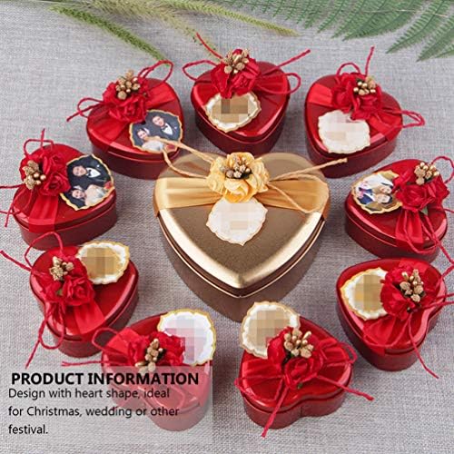 קופסאות בצורת לב דויטול 12 יחידות קופסאות פח פח צורת לב קופסאות ביסקוויט קופסאות מתכת ריקות לחתונה, חג