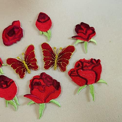Zalalaa 11 יחידות פרחי ורד קטנים פרפרים ברזל על טלאים
