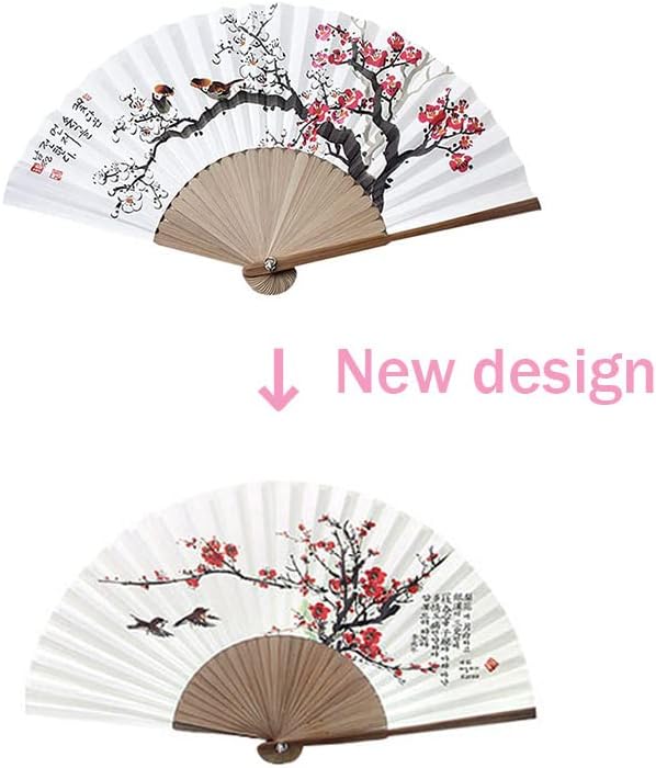 במבוק מסורתי קוריאני Hanji Hand Fan + מארז מתנה לנייר מתקפל מתקפל גדול