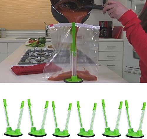 6 יחידות פלסטיק מזון אחסון תיק מחזיק מעמד דיבורית תיק מדפי בית מטבח אבזר ירוק