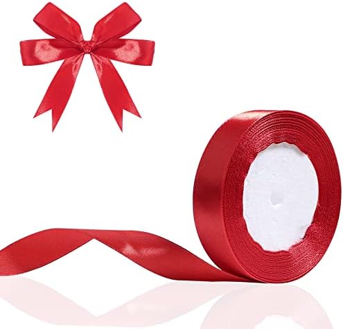 פוליאסטר אדום סאטן סרט 3/4 אינץ 25 מטרים מוצק צבע בד משי סרטים עבור גלישת מתנה חתונה זר שיער קשת