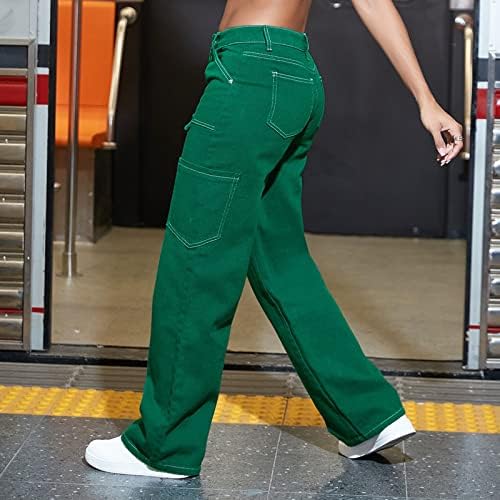 Miashui שליטה מדי מכנסיים 2023 מכנסי מטען אישה רגועה בכושר בגדים רחבים מכנסיים שחורים מותניים גבוהים רוכסן