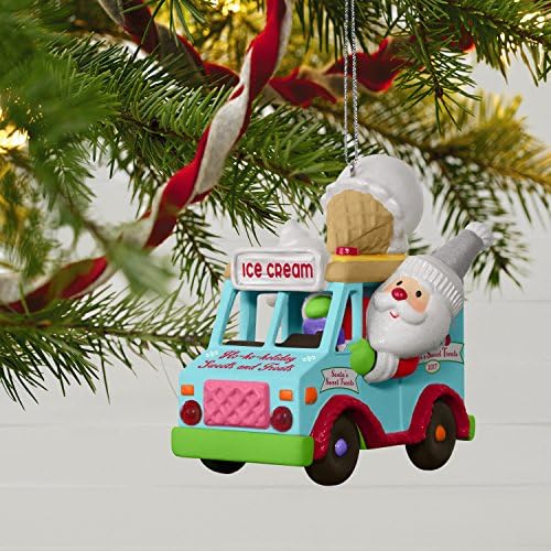 Hallmark Keepsake 2017 הפתעה מתוקה של סנטה גלידת משאית אור וקישוט לחג המולד מוסיקה