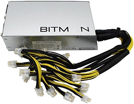 אספקת חשמל מיתוג עבור Bitmain Antminer L3+ S9 T9, עיצוב מתח רחב, 1200W / 1600W, 10 מתוך מחברי PCIE