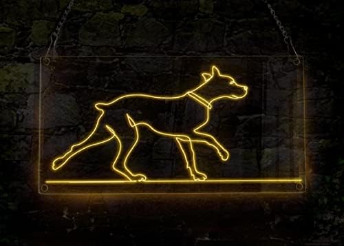 שלט ניאון מחמד כלב הליכה, נושא בעלי חיים בעבודת יד אל -חוט שלט ניאון שלט אור, אמנות קיר לעיצוב הבית,