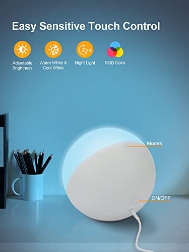מנורת מגע Easemo לחדר שינה, צבע RGB החלפת מנורת שולחן קטנה מנורת מיטה לעומק לילדים, בקרת מגע LED חמה ולבן מנורת