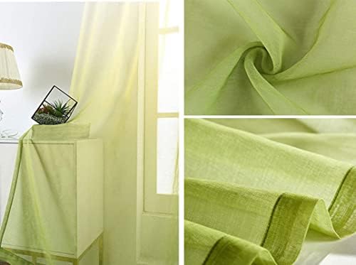 DAESAR 2 פאנלים חצי וילונות שקופים לסלון, וילון חדר שינה ויליל מוחלט ללא קידוח פוליאסטר ירוק צבע ירוק צבע