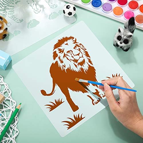 9 חתיכות בעלי החיים סטנסיל תבניות לשימוש חוזר בעלי החיים ציור סטנסיל דוב נמר פיל סוס האריה ג '