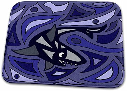 3 עלה כיף כחול כריש מופשט אמנות מקורי - אמבטיה אמבטיה שטיח מחצלות