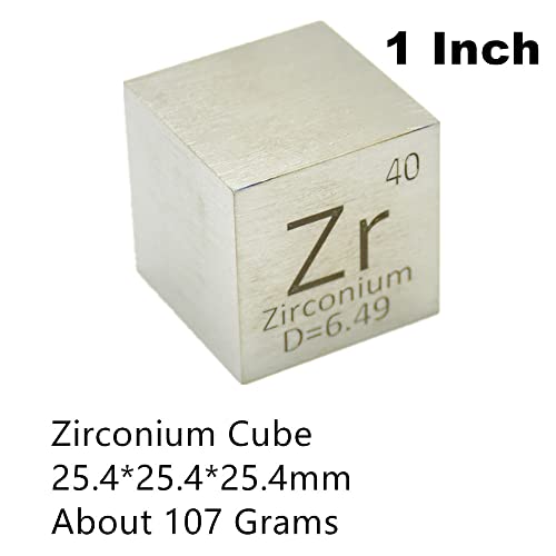 1 אינץ זירקוניום קוביית 25.4 ממ טהור זר מתכת קוביית 107 גרם חקוק תקופתי שולחן אלמנט אוספים