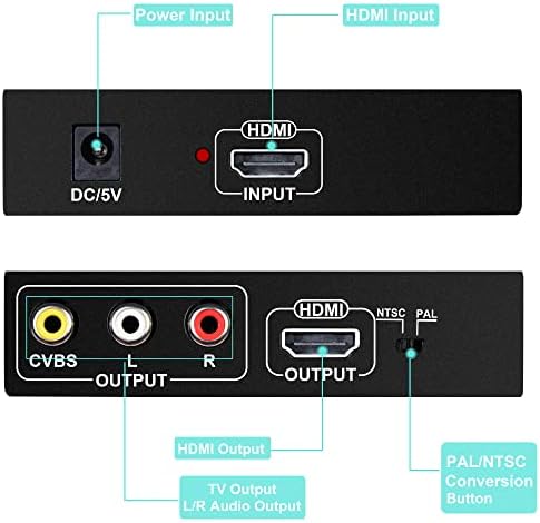 ממיר מתאם HDMI לממיר מתאם RCA ו- HDMI, NewCare HDMI ל- HDMI+3RCA CVBS AV AV Composite Video מתאם