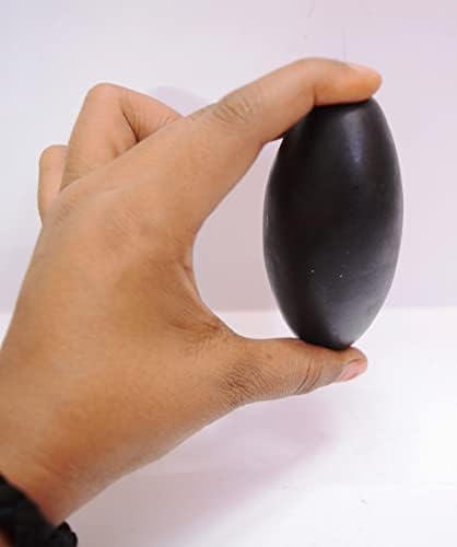 נרמדה אבן שיווה לינגאם 3 אינץ 'סנטימטר שחור שחור - קידוש אנרגיה Shiva Lingam Stone נדיר נרמדה בנאלינגה אבן נרמאדשוואר