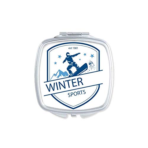 חורף ספורט שלג הרי איור מראה נייד קומפקטי כיס איפור כפול צדדי זכוכית