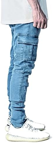 ג 'ינס מתיחה בגזרה דקה של הונגסון לגברים ג' ינס סקיני קרוע לגברים, נוחות אופנה ברגל ישרה במצוקה