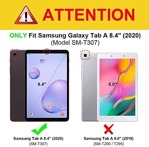 2020 Galaxy Tab A 8.4 מארז, SM-T307/ SM-T307U מארז, Ugocase Slim PU עור אטום זעזועים מרובי צפייה במעמד עמד