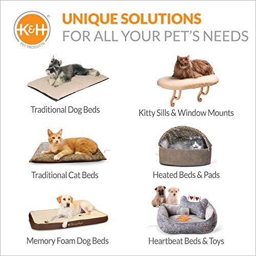 מוצרי חיות מחמד של K&H אורתופדי מיטת כלבים מחוממת חיצונית אפור-אפור רך גדול 25 x 36 אינץ '