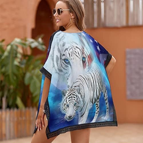 באיקוטואן אמריקאי דגל לבן נמר נשים וחוף ביקיני בגד ים החוף לשחות לחפות שמלת הדפסה
