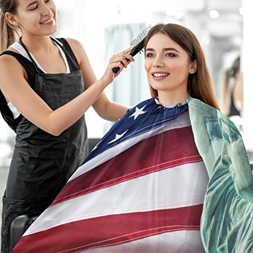 Visesunny Barber Cape פסל של חירות דגל אמריקאי דגל פוליאסטר חיתוך שיער חיתוך סלון קייפ סינר אנטי-סטטי