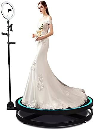 HSOQN 360 מכונת תאי צילום פלטפורמת ספינר אוטומטית 360 תא צילום עם מחזיקי Selfie אור טבעת לחתונה