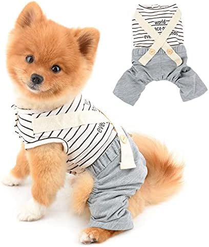 תלבושות כלבים תשלום עבור כלבים קטנים בנות בנות חולצות פס קיץ עם מכנסי ביב סרבל ביגוד לחתיכה