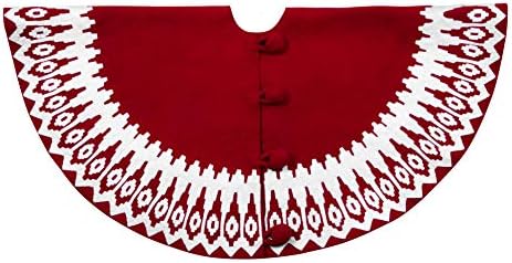 חצאית עץ חג המולד של חג המולד בעבודת יד - סוודר סקנדינבי אדום - 60