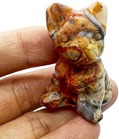 Hslutiee 1.5 אינץ 'אבן חן כלב מזל אבן כיס פסל פסל, פיסול מגולף ריפוי קריסטל אספני לקישוט הבית של בעלי חיים