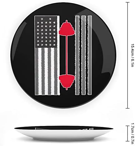 הרמת משקל דגל אמריקה הרמת עצם סין סין צלחת דקורטיבית צלחות קרמיקה מלאכה עם עמדת תצוגה לקישוט קיר משרד