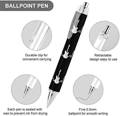 עט כדורי לב גיטרה חשמלית עט נשלף כחול עגול עגול 0.5 ממ נקודה עדינה עטים מתנות בהתאמה אישית למשרד כתיבת