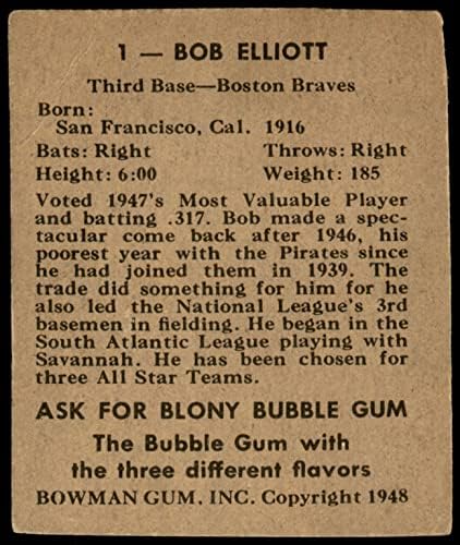 1948 Bowman 1 בוב אליוט בוסטון בראבס