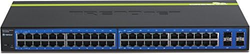 Trendnet 48-Port 10/100/1000 MBPS Gigabit Web Sweat Switch עם 4 חריצי SFP משותפים, תמיכה VLAN פרטית וקולית, IPv6,