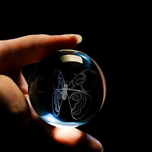כדור קריסטל תלת -ממדי עם פרחים וציפורי יונקים פסלוני זכוכית עם מתנות משקל נייר גביש גביש 3D