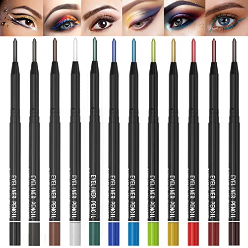 12 סוגים של צבע אייליינר עט, גבות עט, צלליות עיפרון, שפתיים קו עט, כרית עפעף, עיפרון איפור סט כלי 12 יחידות