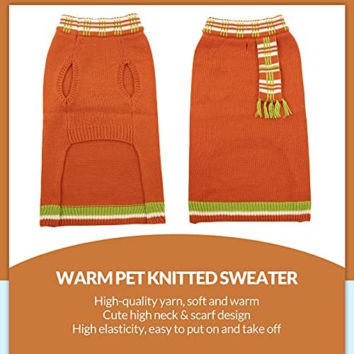 סוודר כלבי צוואר גבוה של קוויממור עם צעיף, סריגים מחמד חמים לכלבים וחתולים, בגדי כלבים סרוגים לכלבים קטנים ובינוניים